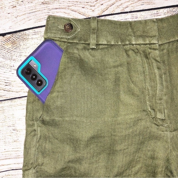J.Crew 100% Linen Olive Green Linen Style Shorts Size 00 - Picture 2 of 9